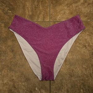 Pink Sparkle High Waisted VS Bikini Bottoms